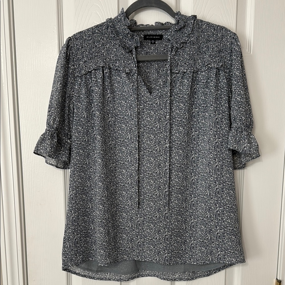 Pleione Blue Floral Blouse